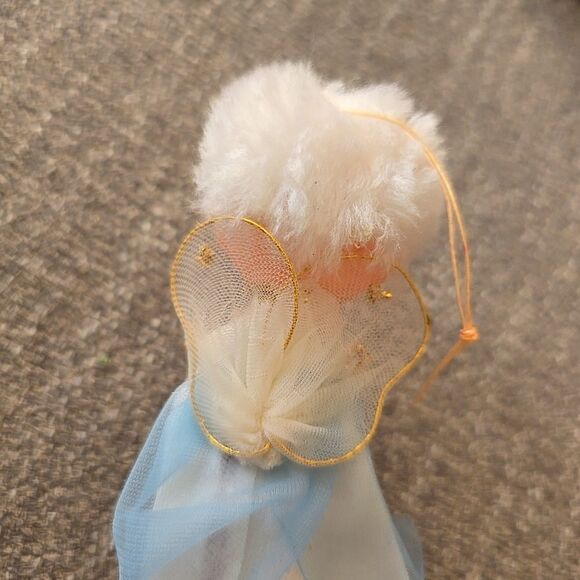 MCM Blue Christmas Pixie Knee Hugger Flying Angel Ornament Tulle Mod 60s 50s - Picture 3 of 6